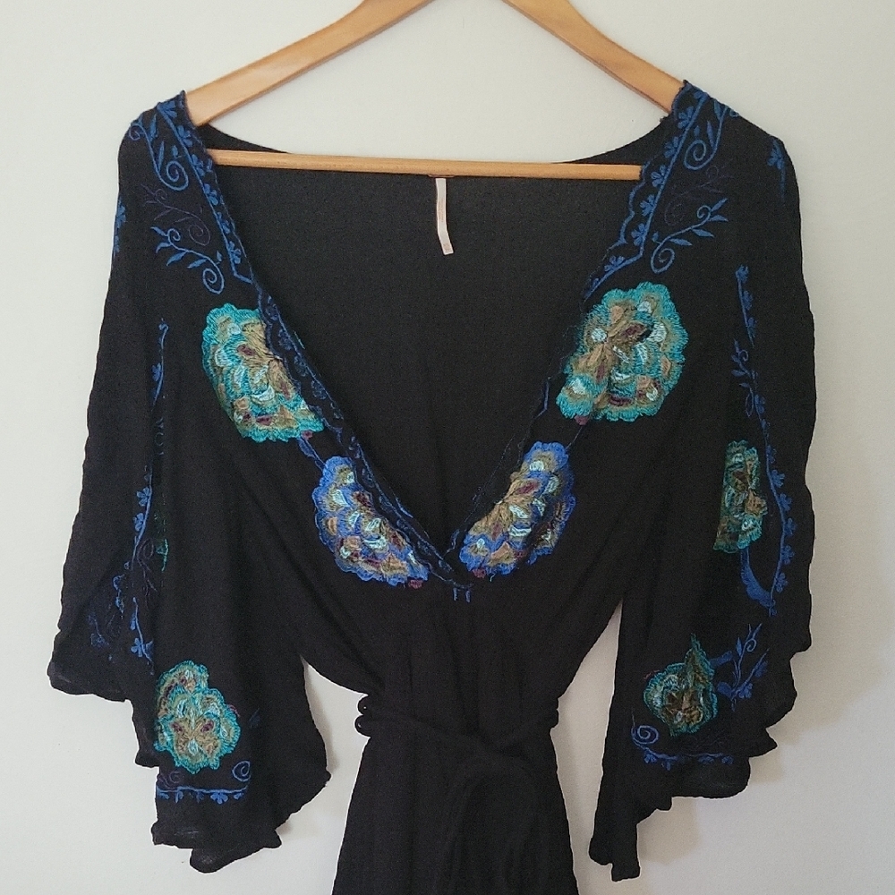 Free People Black and Blue Mini Dress